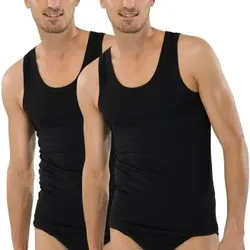 Schiesser 2P Authentic Undershirts Schwarz Baumwolle Medium Herren