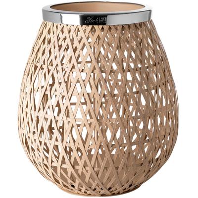 Windlicht FINK "SHONA", natur, silberfarben, B:21,5cm H:21cm T:21,5cm Ø:21,5cm, Eisen, Kerzenhalter, Windlicht