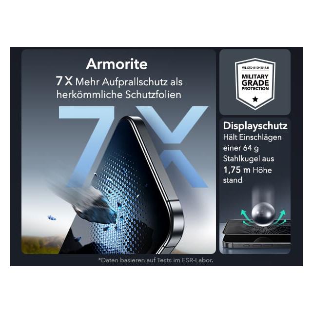 ESR Privacy Armorite Screen Protector UltraFit (3 Stk., Apple iPhone 16 Pro, Apple iPhone 17) (60073363)