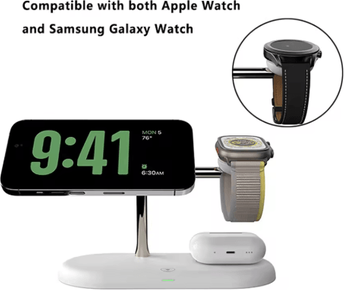 Inspire Picks PowerNest 3 in 1 Wireless Charging Stand Fast Charging Station For IPhone, Apple Watch & AirPods t256 white