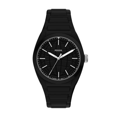 Quarzuhr FOSSIL "Everett", schwarz, Armbanduhren, Herren, Quarzuhr, Armbanduhr, Silikonarmband, analog