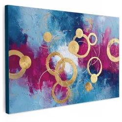 LEINWANDBILD Kreise - Gold - Abstrakt Deko Schlafzimmer 30x20 cm