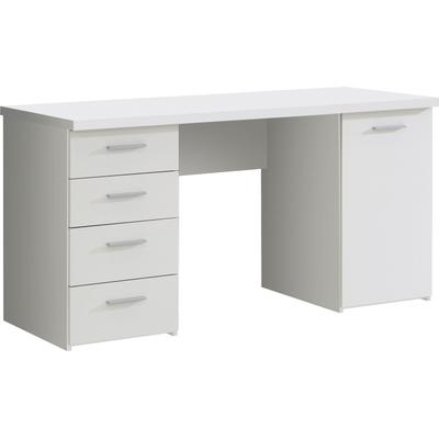 Schreibtisch FORTE "Netta", weiß (weiß matt melamin, weiß matt melamin, weiß matt melamin), B:145cm H:76,3cm T:60cm, Tische, Schreibtisch, Breite 145 cm, mit Schubladen