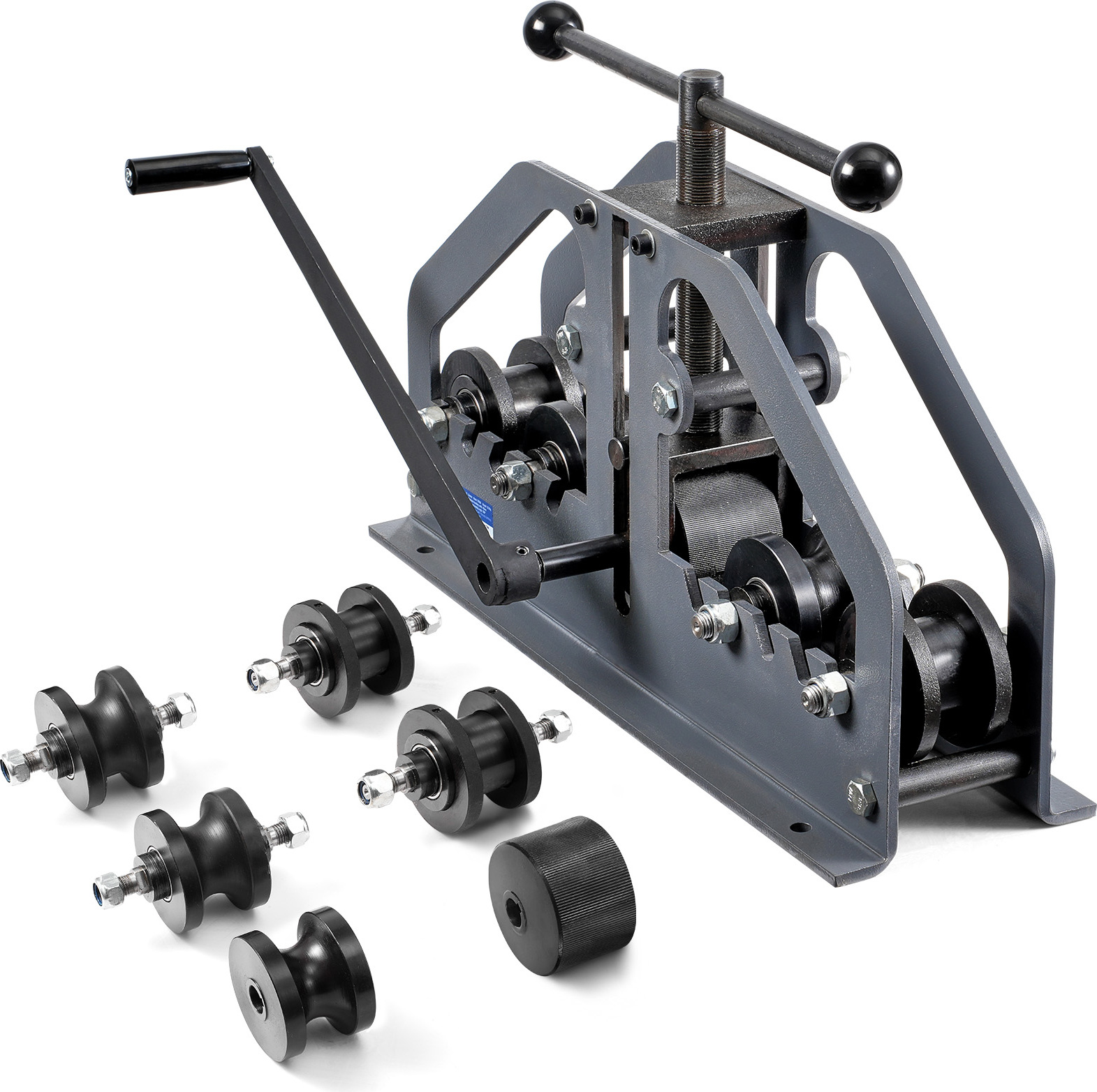 SucceBuy-Rohrrollenbieger, max. 1 1/2 Zoll manueller Rohrrollenbieger mit 6 Matrizen, 360°-Kupfer-Aluminium-Rohrbiegewerkzeug für Vierkant-, Rundrohre und Flachstangen.
