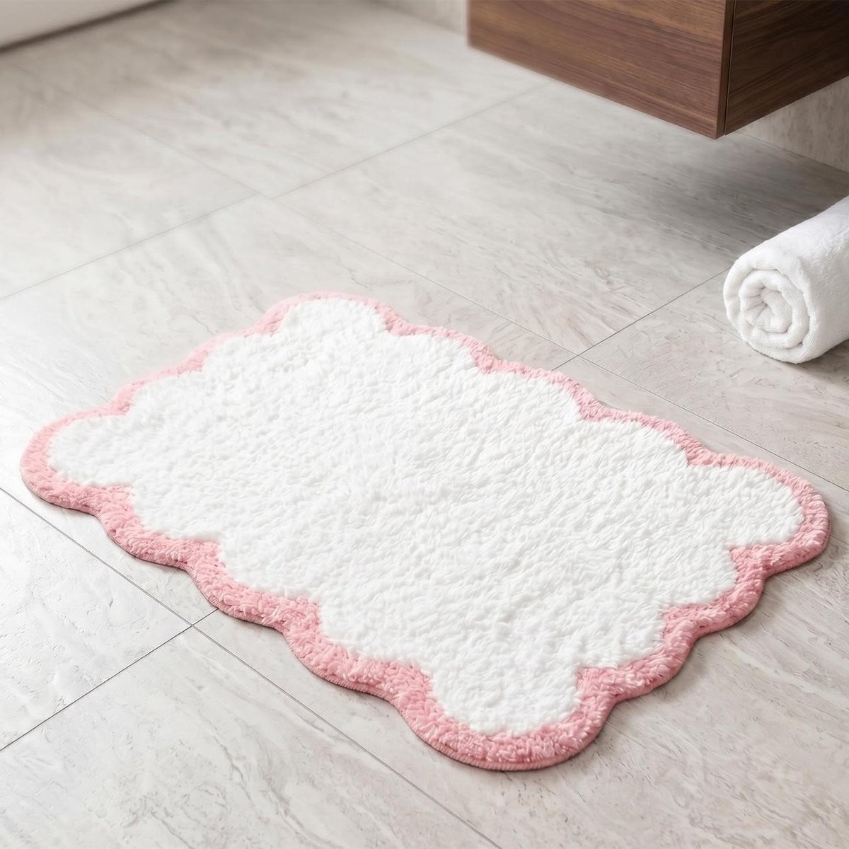 Superzachte microvezel geschulpte badmat in het roze - 80 x 50 cm