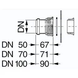Kessel-Zulaufstutzen DN 70 39007 ABS, mit Dichtung und Gewindering