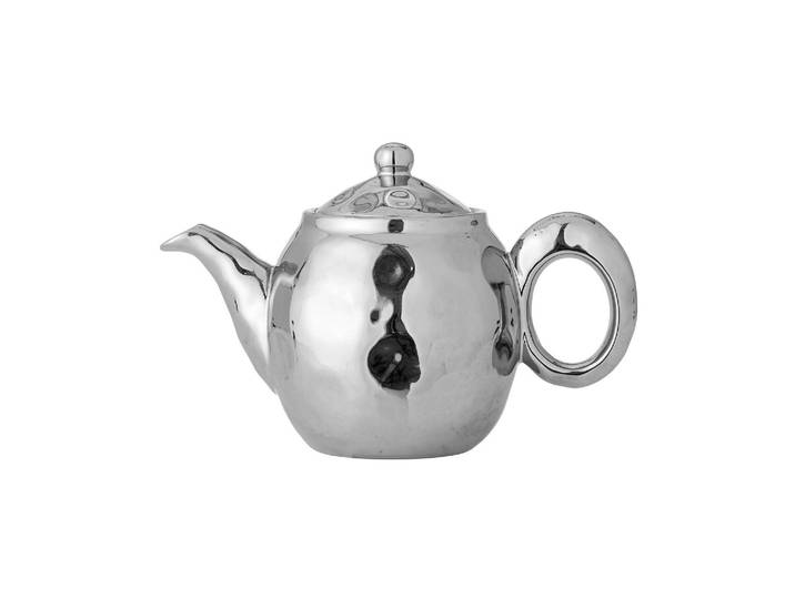Théière avec infuseur D13,5xH16,5 cm en grès argenté Shine