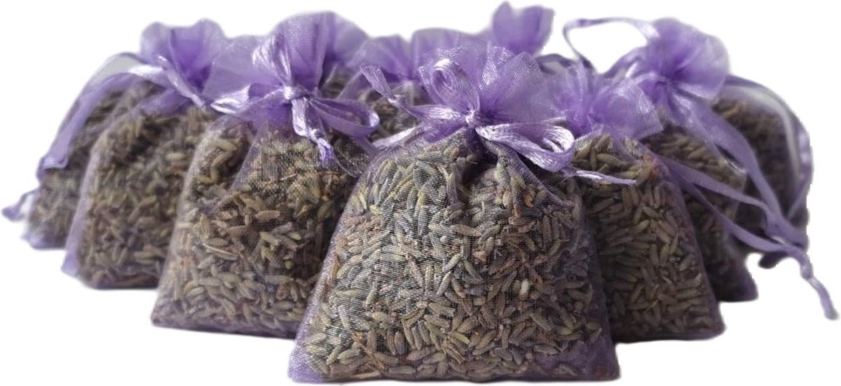 Bonheur de Provence Lavendel geurzakjes met biologische lavendel, 10 stuks à 6 gram, lavendelkleur
