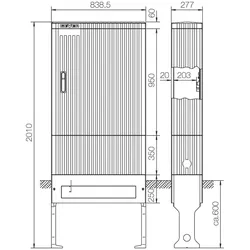ABN SL207P Anschlusssäule FB3, BH7 mit Montageplatte, 1 Zylinder eingebaut