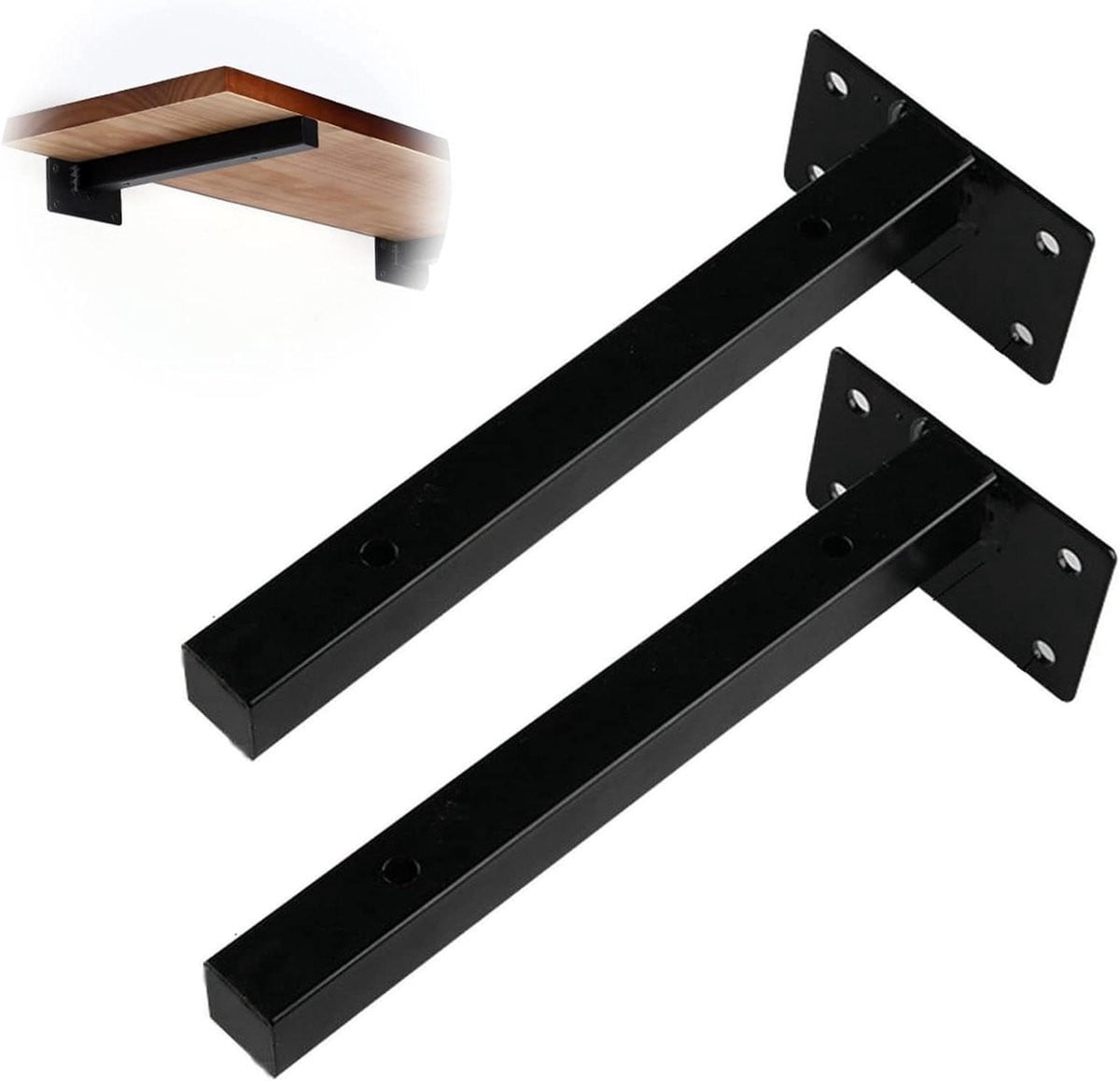 Onzichtbare Plankdragers - Zwarte Zwevende Planksteunen - 20 cm