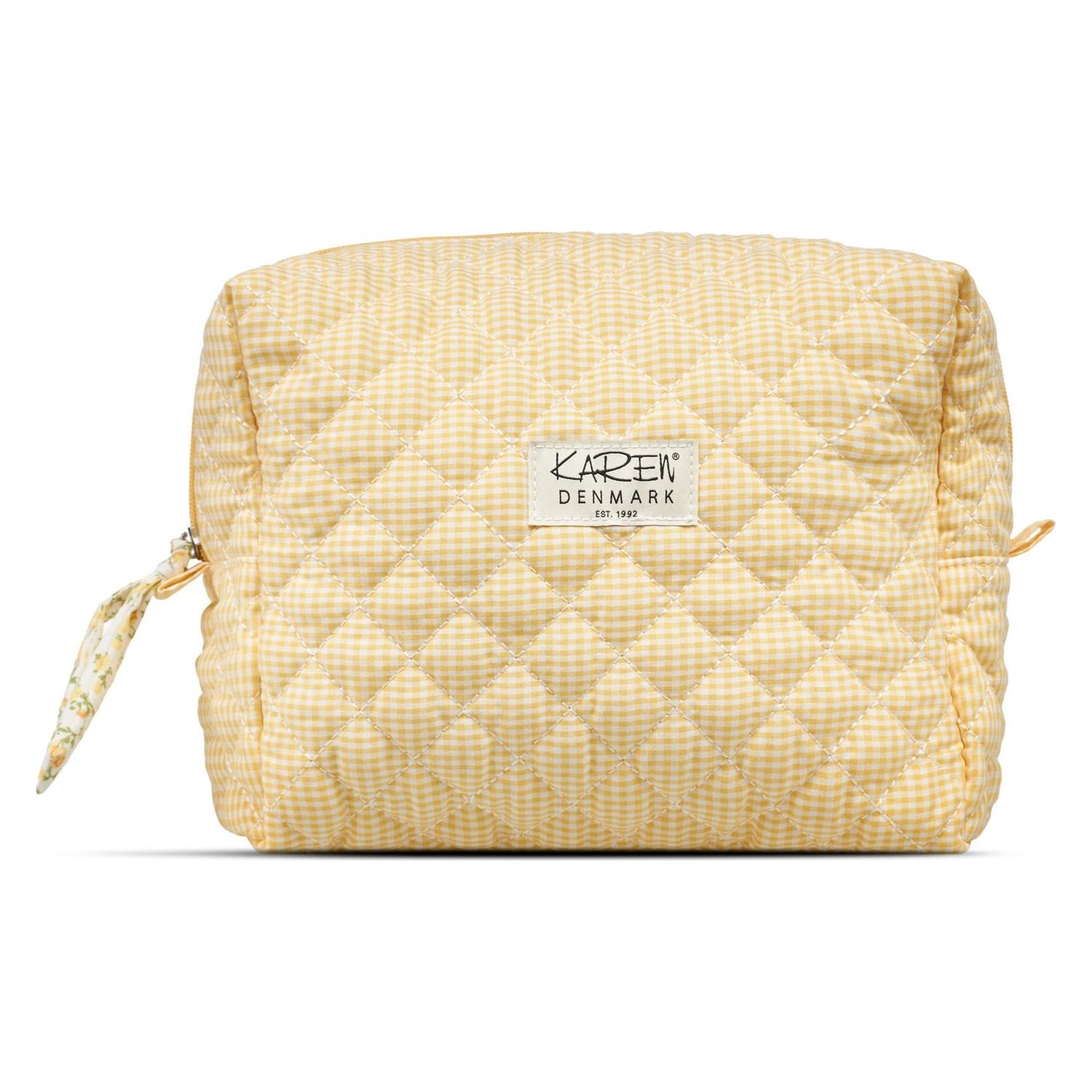 Karen Stor toilettaske i gul smblomstret quilt (10073-2)