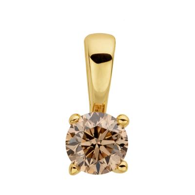Kettenanhänger OROLINO "585/- Gelbgold 1 Brill. 0,25ct. braun", gelb, Schmuckanhänger, Damen, one-size, 0,25 P2 = erkennbare Einschlüsse, Gold, 0,4 g, Kettenanhänger