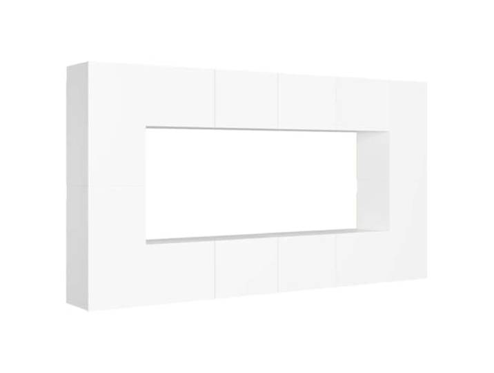LMTYOENFG 8-TLG TV Schrank Set Hängeschrank Weiß Holzwerkstoff Moderne Hängeboards fürs Wohnzimmer und Schlafzimmer mit reichlich Stauraum für Bücher und Medien. Pflegeleicht abwischbar.
