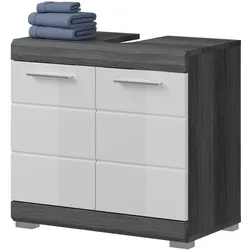 WASCHBECKENUNTERSCHRANK weiß Hochglanz, grau 60 cm