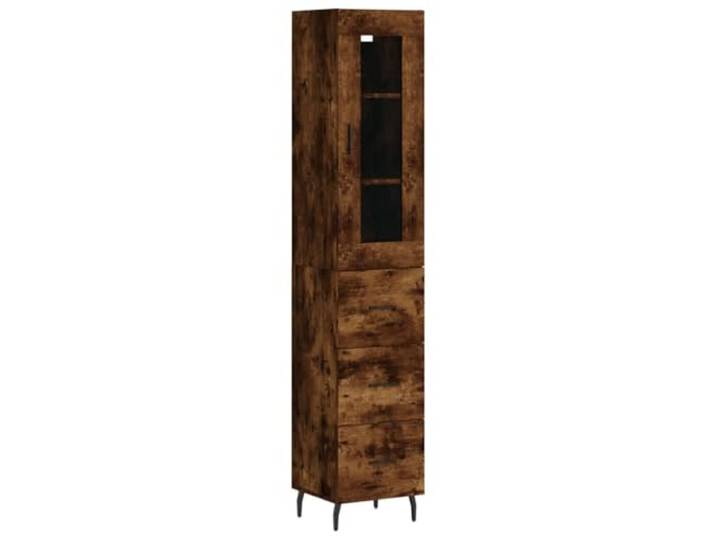 HKTMGDNG Highboard Räuchereiche 34,5x34x180 cm Holzwerkstoff 2-tlg Schlanker Standschrank fürs Wohnzimmer: Diskrete Fächer hinter Türen und robuste Metallbeine schaffen moderne Ordnung.