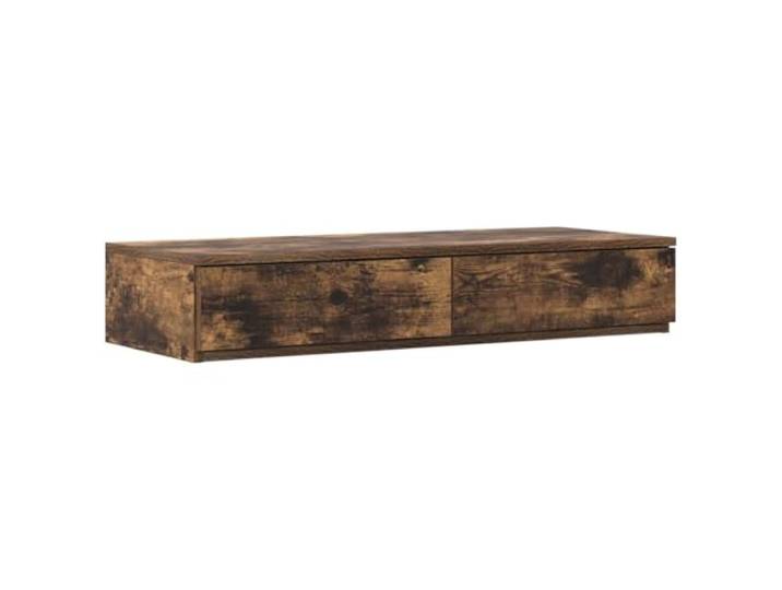 KUPTYERFG Bettschubladen Geräucherte Eiche 100x36.5x16.5cm Holzwerkstoff Praktische Schlafzimmer Aufbewahrungslösung mit Push-to-Open Schubladen, flaches Design auch als Nachttisch nutzbar.