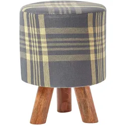 SITZHOCKER grau kariert, Dreibein 32/32/42 cm