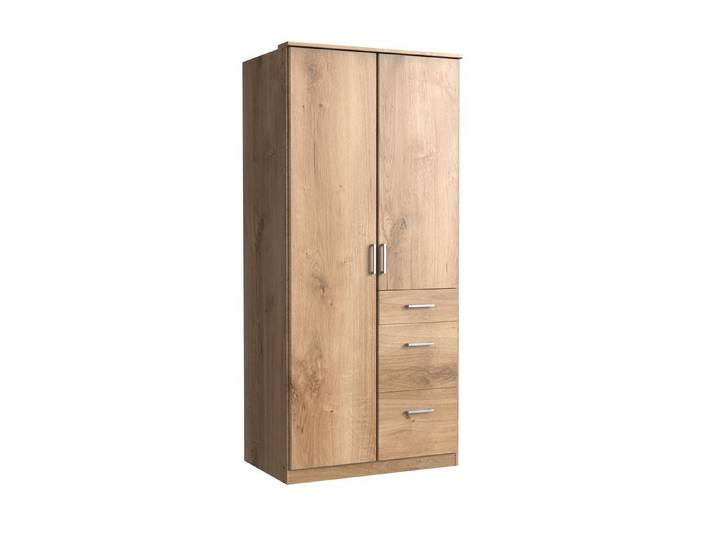 freiraum Kleiderschrank Click in Plankeneiche-Nachbildung mit 3 Schubladen und 2 Türen