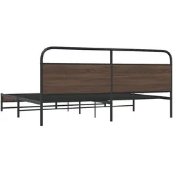 vidaXL, Bett, Metalowa rama łóżka, bez materaca, brązowy dąb, 200x200 cm (200 x 200 cm)