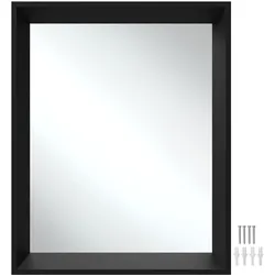 tectake Rechteckiger Wandspiegel Elina mit Kunststoffrahmen  Schwarz