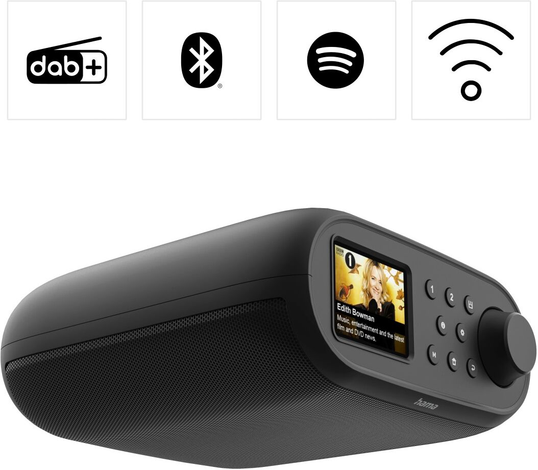 Hama Digitalradio (DAB+) "DAB-Radio (mit Bluetooth, Digitalradio, FM/DAB plus, Radiowecker)", schwarz, Radios, Unterbauradio mit Montagematerial, Digitalradio (DAB+)