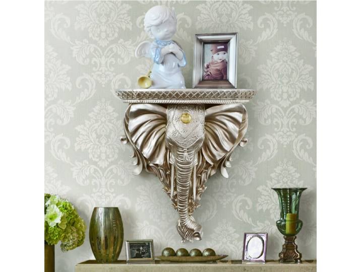 Décoration murale d'éléphant, Statue d'animal, tenture murale tridimensionnelle 3D, étagère de rangement, cloison, rebord, illustration murale en résine