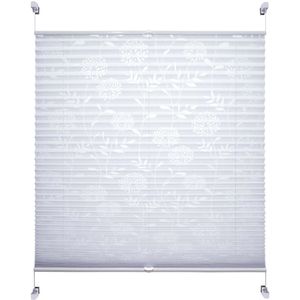 Liedeco Plissee Floral, Klemmfix, weiß, 50 x 130 cm, ohne Bohren, zum Klemmen