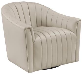 Fremont & Park "Tarn 33"" Top Grain Leather Swivel Chair with 360-degree Metal Base"