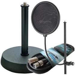 K&M 23966 Popschutz mit Tischstativ u Mikrofonkabel, Mikrofon Popschutz