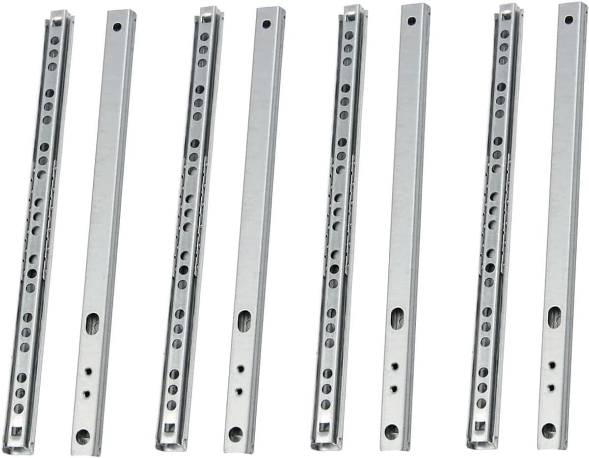 Zware 17mm Ladegeleiders - 4 Paar (8 Stuks) Volledige Uittrekbaarheid, Stalen Ball Bearings voor Keuken en Kasten