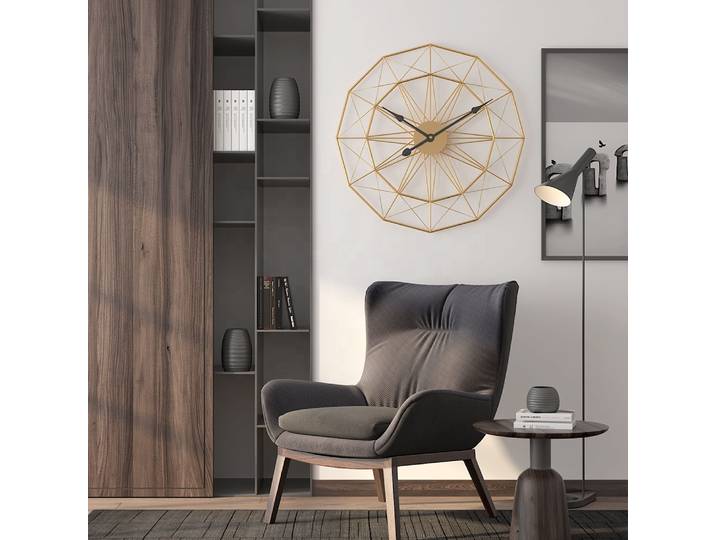Horloge murale décorative noire/dorée pour salon