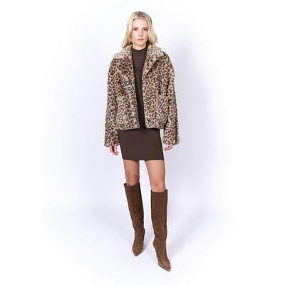 Kurzjacke FREAKY NATION "Cozy Leo-FN", Damen, Gr. L(40), braun (leo), Oberstoff: 100% Polyester, normal, Jacken Kurzjacke