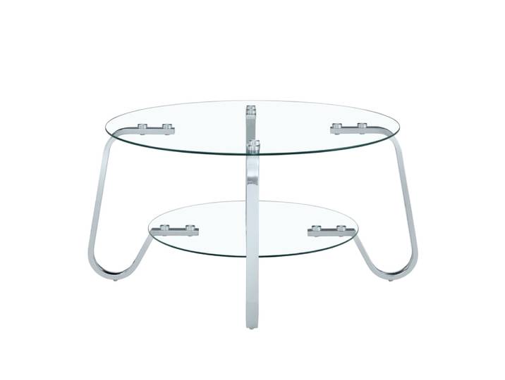 Table basse en métal argenté avec 2 plateaux en verre