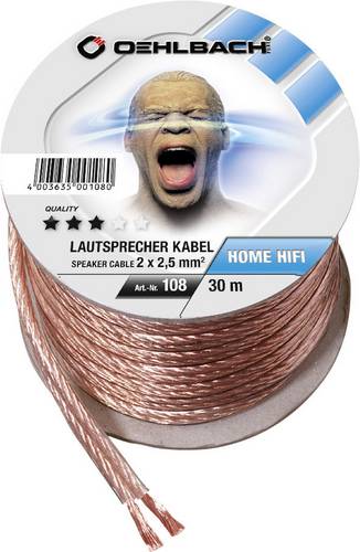 Oehlbach 108 Lautsprecherkabel 2 x 2.5mm² Transparent 30m