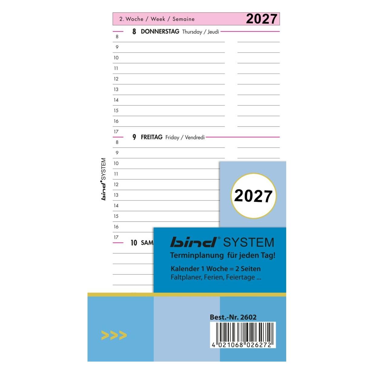 Bind Ersatzkalendarium A6 1W 2S (A6, 1 Woche / 2 Seiten) (260227)