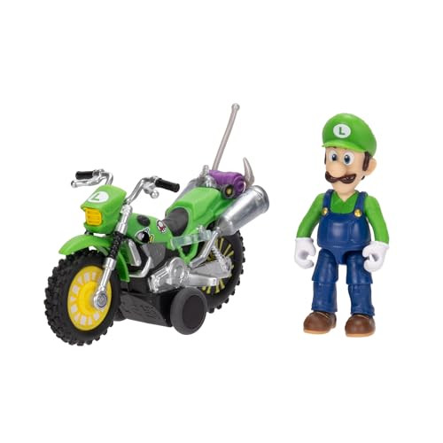 Jakks Pacific Super Mario Galaxy Movie Luigi Figuur met Motorfiets en Terugtrekmechanisme