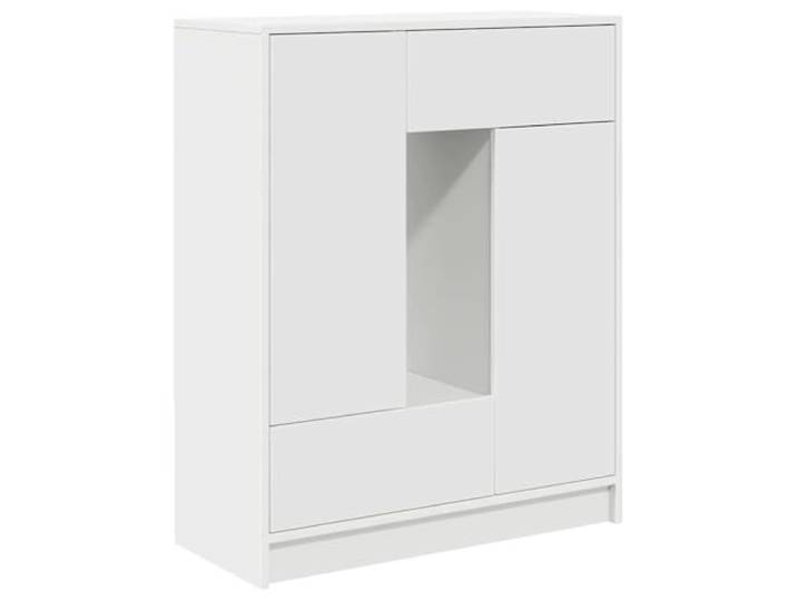 KPOTUERTU Sideboard mit Schubladen und Türen Weiß 73x31x90 cm Holzwerkstoff,glatte Oberfläche,stabile Oberseite,Flurschrank,Wohnzimmer,Essbereich,Eingangsbereich,pflegeleicht