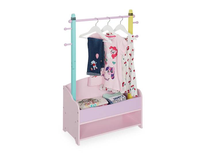 Relaxdays Kleiderständer Rosa Kinder 4 Haken, Mehrfarbig, Holz, 71x100.5x30 cm, Babymöbel & Kindermöbel