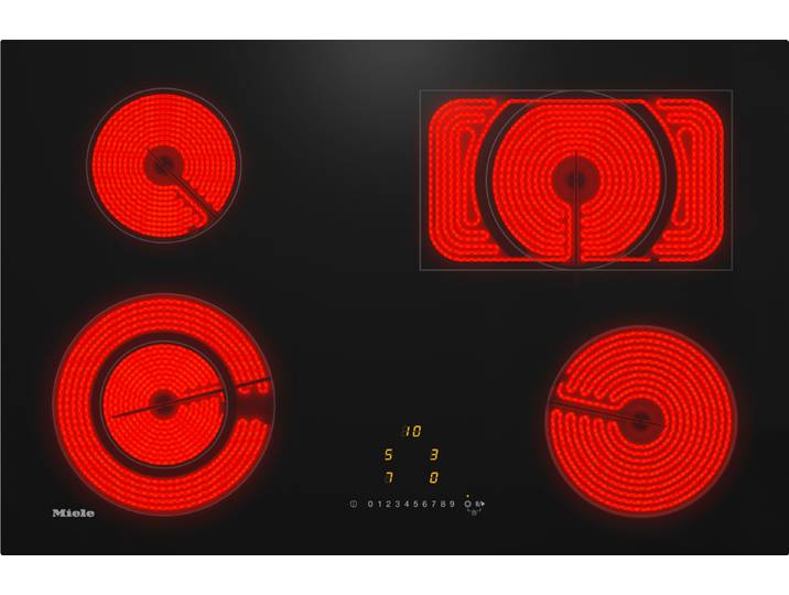 MIELE Elektro-Kochfeld KM 6523 FL , schwarz, B:75,2cm H:4,5cm T:49,2cm, Kochfelder, Elektro-Kochfeld