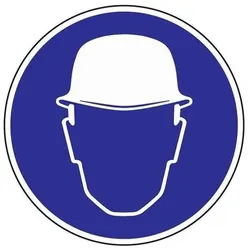 Gebotszeichen Kopfschutz benutzen D.200mm Kunststoffschild blau/weiß