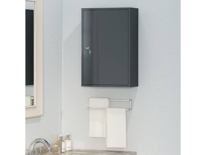 kleankin Armoire Médicaments Murale 3 Étagères 40x18x60cm Gris