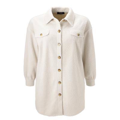 Fellimitatjacke ANISTON PLUS, Damen, Gr. 44, beige, Plüsch, Obermaterial: 100% Polyester, Strukturmuster, unifarben, figurumspielend knieumspielend, Jacken, in Plüsch Optik