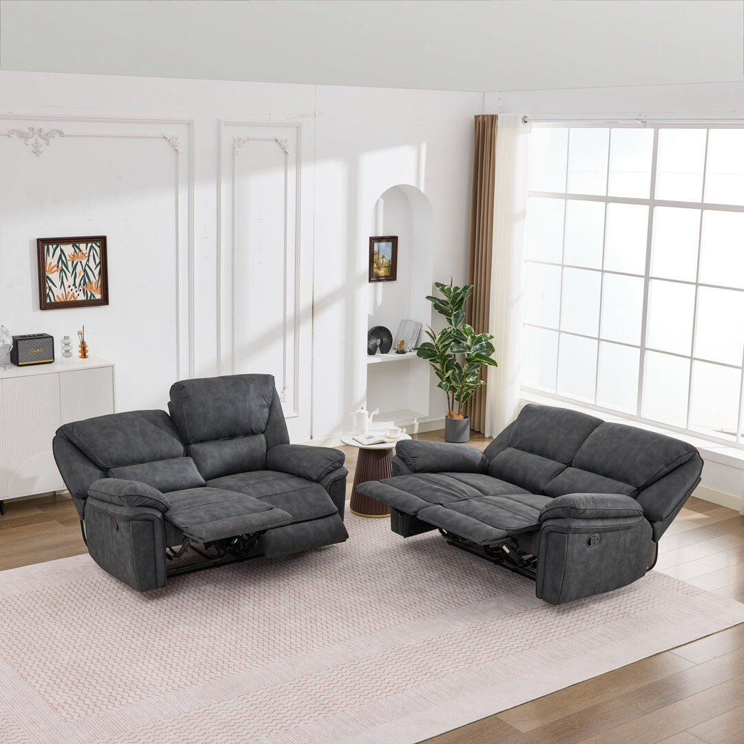 17 Stories Fabric Reclining Sofa Dim Grey 2+2 Seater