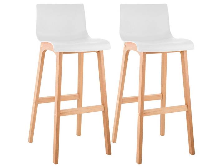 CLP Barhocker 2er Set Holz weiß, Weiß, 41x102x46 cm, Esszimmer, Barmöbel, Barhocker