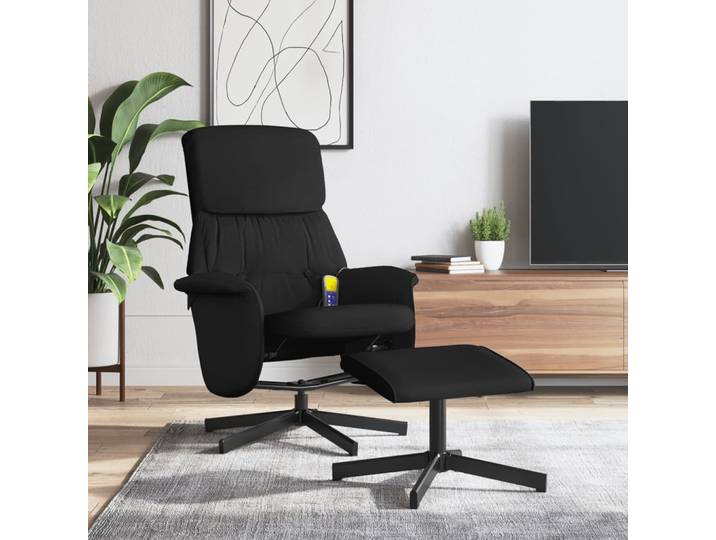 vidaXL Massagesessel mit Fußhocker Schwarz Stoff