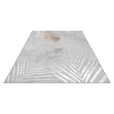 Teppich OTTO HOME "Luvvi", grau, B:120cm H:8mm L:170cm, Polyester, Teppiche, Teppich, Kurzflor, modernes Blätter Design, Hoch-Tief-Struktur, Wohnzimmer