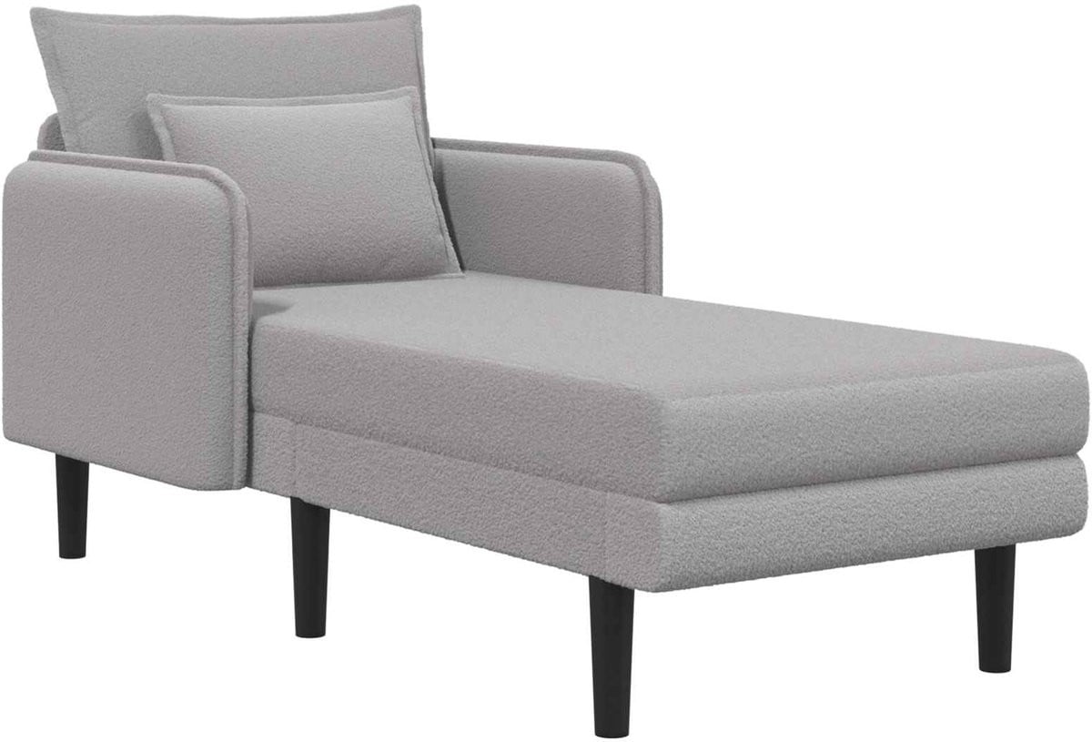 vidaXL Oversized Chaise Longue Lichtgrijs Bouclé met afneembare hoezen en sierkussens