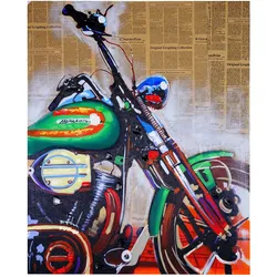 ÖLGEMÄLDE MOTORRAD HANDGEMALT Mehrfarbig