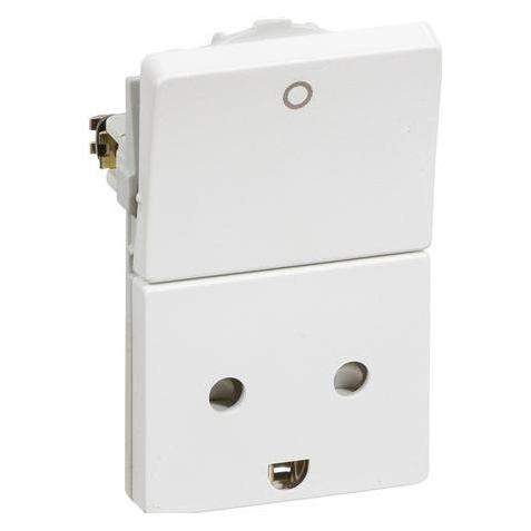 LK FUGA-Steckdose 2-polig + DK-Erdung mit 2-poligem Schalter Modul 112, weiss (501D6214)