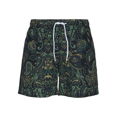 Badeshorts URBAN CLASSICS "Urban Classics Herren Paisley Swim Shorts", Herren, Gr. S, US-Größen, grün (paisley), 100% Polyester, Badehosen Badeshorts